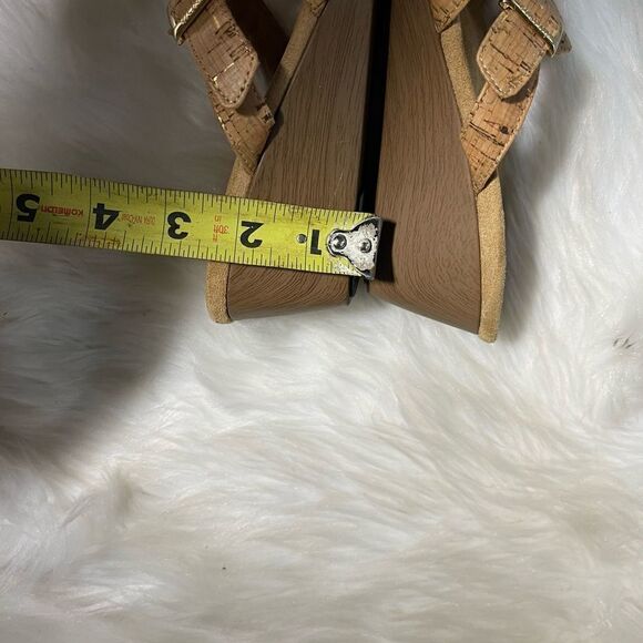 Vionic cork and gold wedge strappy sandals with side buckle & Velcro straps SZ7 - Picture 8 of 10
